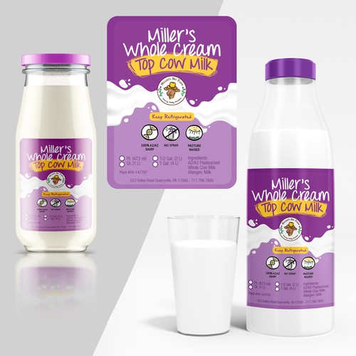 Design a cream top milk label for our kid-friendly brand! Design by ArieRod