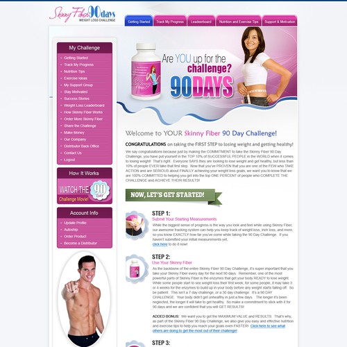 Create the next website design for Skinny Fiber 90 Day Weight Loss Challenge デザイン by racob