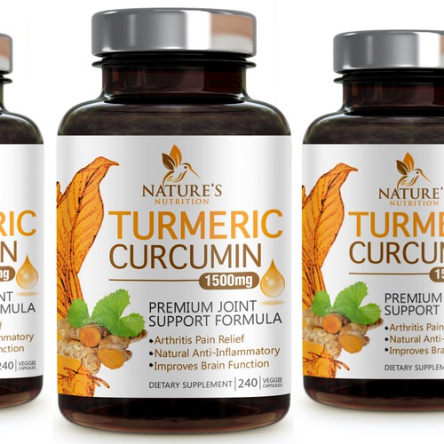 Nature's Nutrition needs a "beautiful label" for its Turmeric Extract bottle Design by agooshe