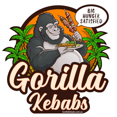 Design a hipster cartoon/restaurant fast food style logo for Gorilla Kebabs. Design by moonchinks28