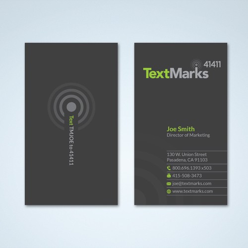 Create new business cards for text message provider Design by Tcmenk