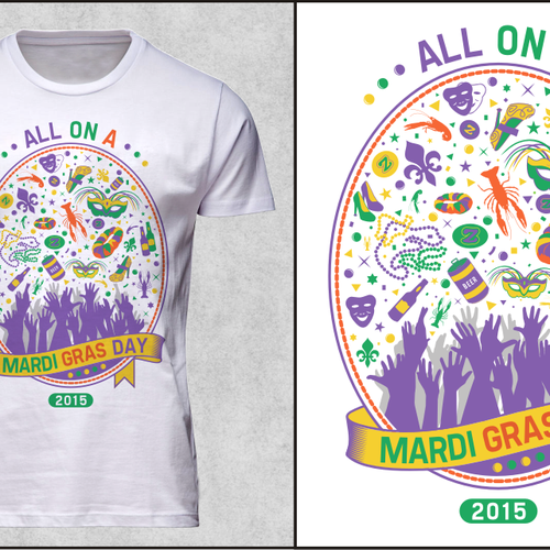 Festive Mardi Gras shirt for New Orleans based apparel company Diseño de netralica