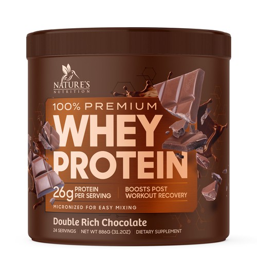 Diseño de Tasty Whey Protein Chocolate Design Needed for Nature's Nutrition de Leoxgfx