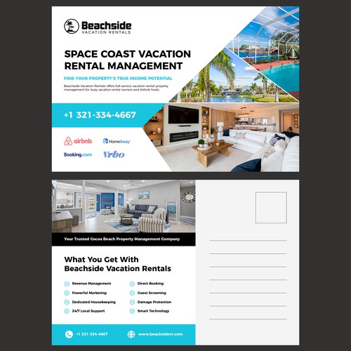 Design a Vacation Rental Management Postcard - Appeal to Property Owners Design by Lance Artistry