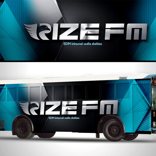 Create a bus wrap for EDM radio station that will be seen by