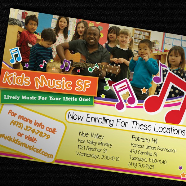 Kids Music SF Postcard Design