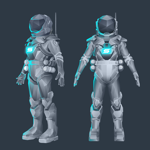 Statellite needs a futuristic low poly astronaut brand mascot! Design by Terwèlu