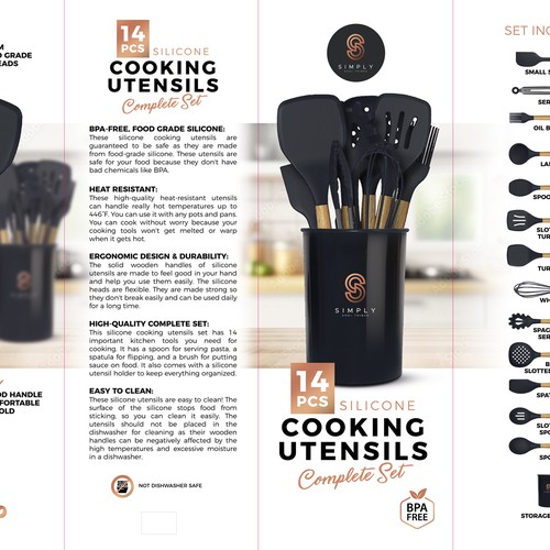 We need the best packaging for our Silicone Cooking Utensils Set Design by tomdesign.org