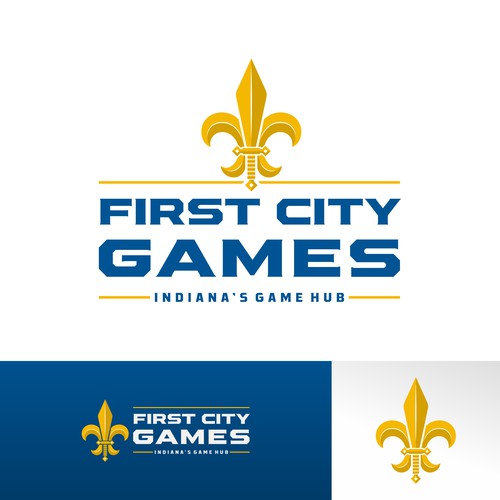 Historical themed logo for tabletop game store. Design by SacredSupply