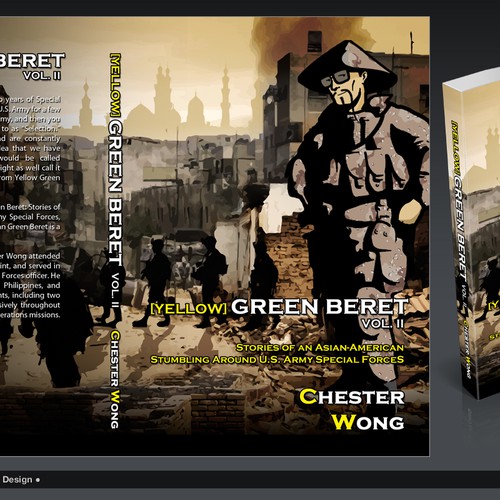 book cover graphic art design for Yellow Green Beret, Volume II Design by Mac Arvy