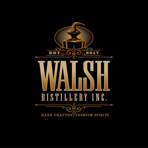 Walsh Distillery Logo, a Hand crafted premium; Gangster Whiskey. | Logo ...