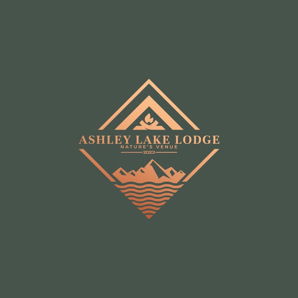 ASHLEY LAKE LODGE- GREEN BG- GOLDEN LOGO