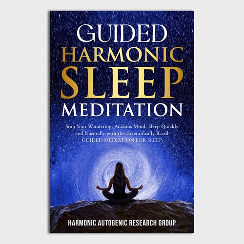 Design an abstract dark on dark sleep meditation book cover Design by Unboxing Studio