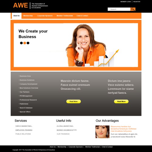 Create the next Web Page Design for AWE (The Association of Women Entrepreneurs & Executives) Réalisé par Paradise