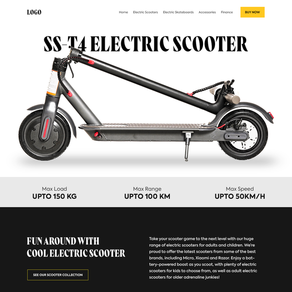 Landing page design for electric scooter