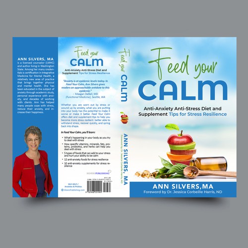 Captivating Yet Calm Book Cover for Stress Relief thru Nutrition Concept Design by Yna