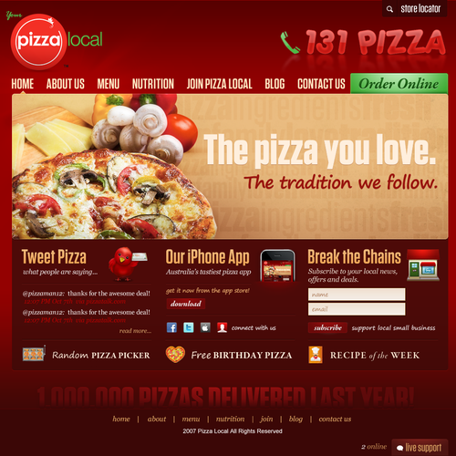 100 Store Pizza Chain - Web Page Design Design by PixoStudio