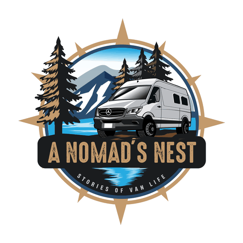 Van Life - logo about traveling in a van full time Design by Night Hawk