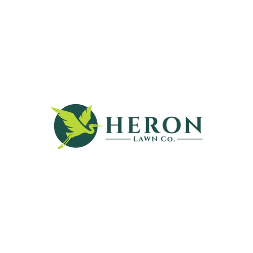 Modern Lawn Care Business with Heron Design by CreCreature