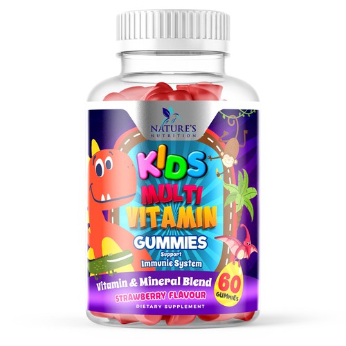 Tasty Kids Multivitamin Gummies Product Label for Nature's Nutrition Design by Designer_John