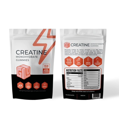 Bag Design for Creatine Monohydrate Gummy brand Design by IRF°ADC