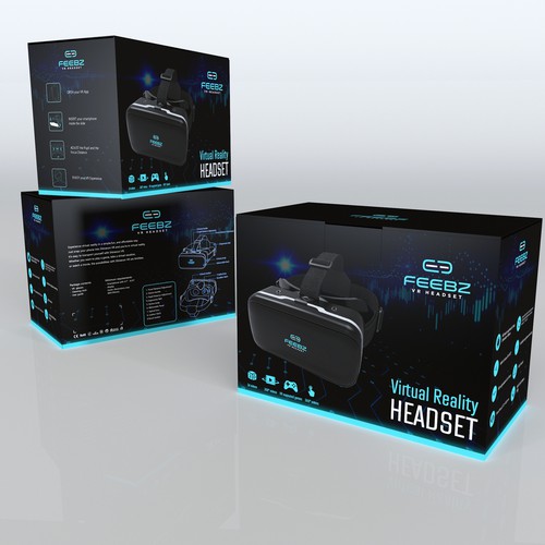 Box packaging for virtual reality headset Design by Windmill Designer™