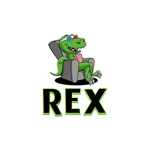 Design Rex Mobile App - Popcorn Eating T. Rex wearing 3D glasses por DZenhar Studio