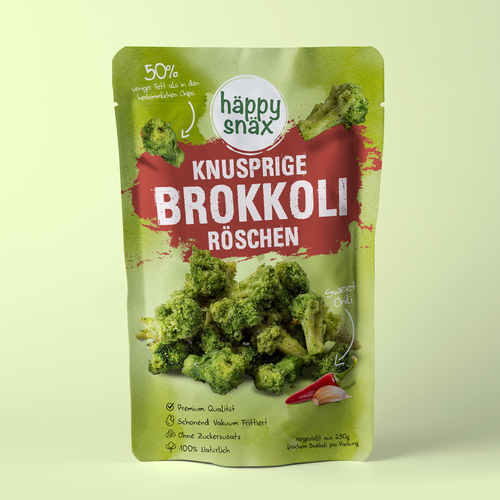 Verpackungsdesign für Doypack Gemüsechips: Vakuum frittierte Brokkoli Chips Design by cebiks