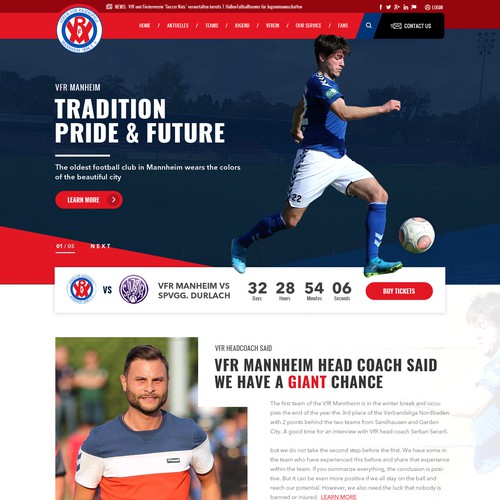 Create A Redesign For A Soccer Club Website Web Page Design