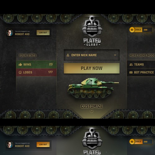 Design a main page for a mean tanks artillery mobile game Design by shamfeen