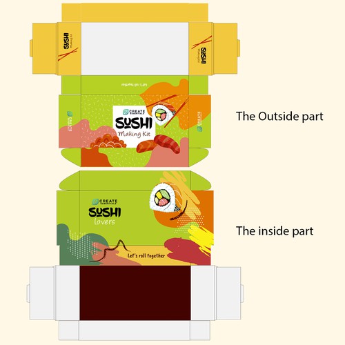 Fun sushi making kit packaging design