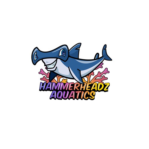 Hammerhead Shark Logo for Custom Salt Water Aquariums and Ocean Coral Farm Company Diseño de basma salman