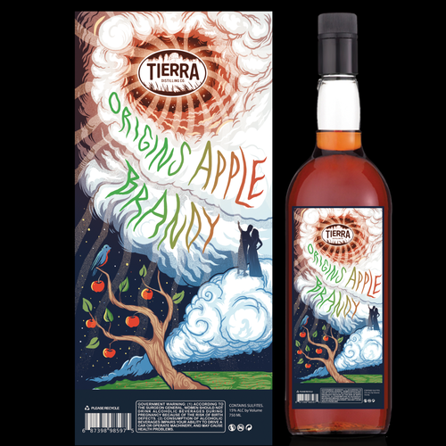 Wanted: an image forward and colorful spirit bottle label design for Apple Brandy release Design by Giulio Villa