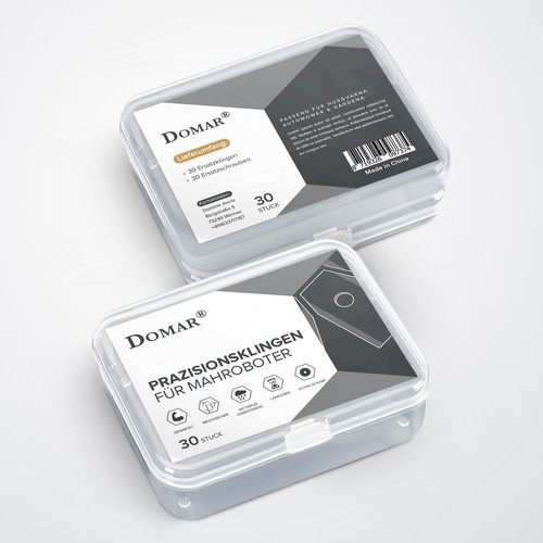 Plastic Box Labels for lawn mower blades Design by StanBranding