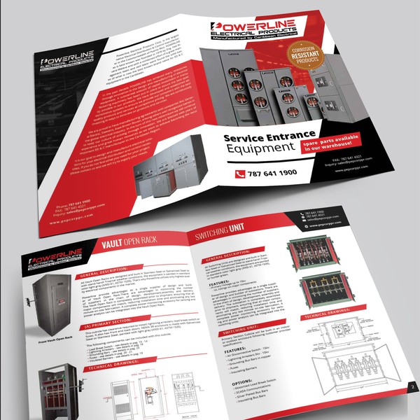 Design by Nebojsa D. titled "Bifold catalog template for Poweline Electrical Products"
