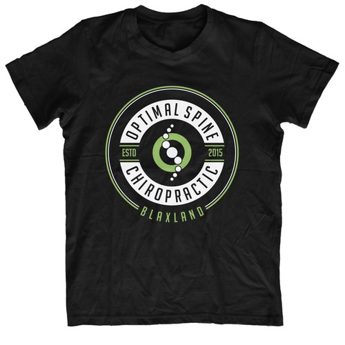 Vibrant edgy T-Shirt for clients of Optimal Spine Chiropractic & Sports Injury Centre.
