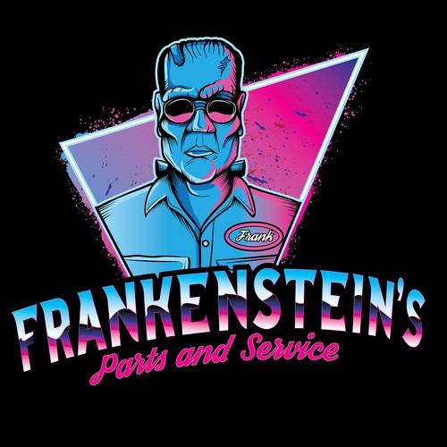 99d: retro inspired neon logo for Frankenstein mechanic! Réalisé par Gerardo Castellanos