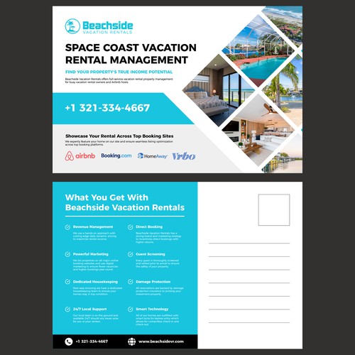 Design a Vacation Rental Management Postcard - Appeal to Property Owners Design by Lance Artistry