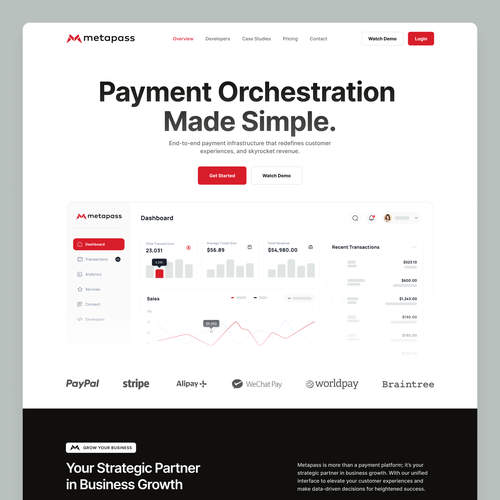 One page web design for payment orchestration platform Design by Ali Sayfiddinov
