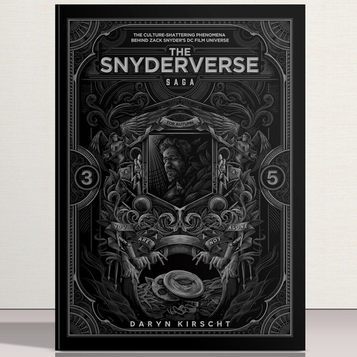 Cover for book on the culture-shattering phenomena behind Zack Snyder’s DC film universe Réalisé par KNYG