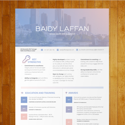 Change the stereotype of auditors through this resume デザイン by wielofa
