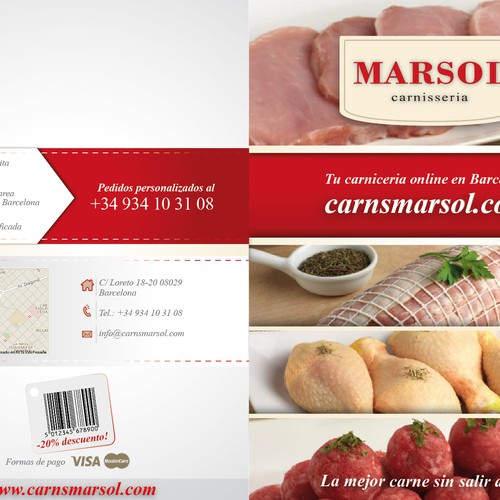 Crear un Diptico o Triptico para una carniceria online. Design por Pi:-)