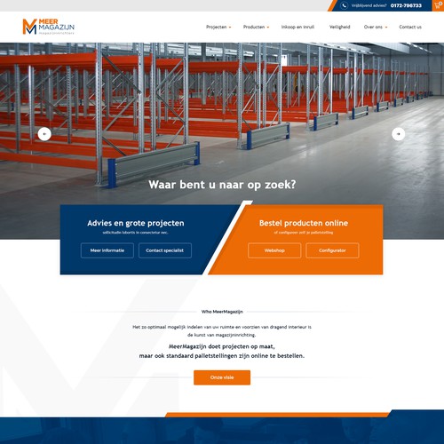 Creative website templates for a leading pallet racks company_ Meermagazijn Design réalisé par Aj3664