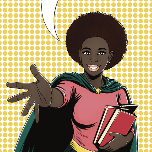 Comics (super-hero) Character - promoting reading in libraries Design by Mariana Carrino