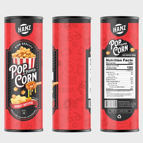 Premium Quality Popped Pop Corn Packaging Design by Davi Giolo ★