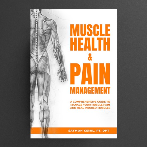 Book cover with a drawing images of the human anatomy combining muscles and bone structure. Design by Amal jith