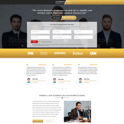 Design a Landing Page for Attorney.com Design by v.senthildesigner