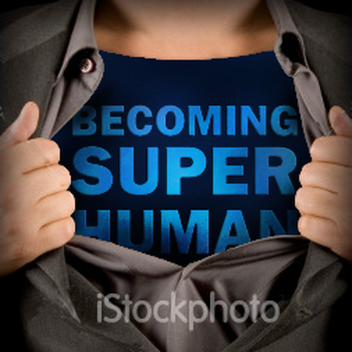 "Becoming Superhuman" Book Cover Diseño de Marc Köhlbrugge