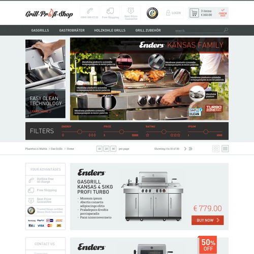 Online-Shop Design: New design for grill-profi-shop.de Réalisé par brunomendes