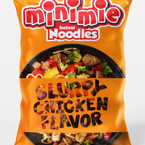 New packaging Design for Minimie Noodles Design by Iustina Design